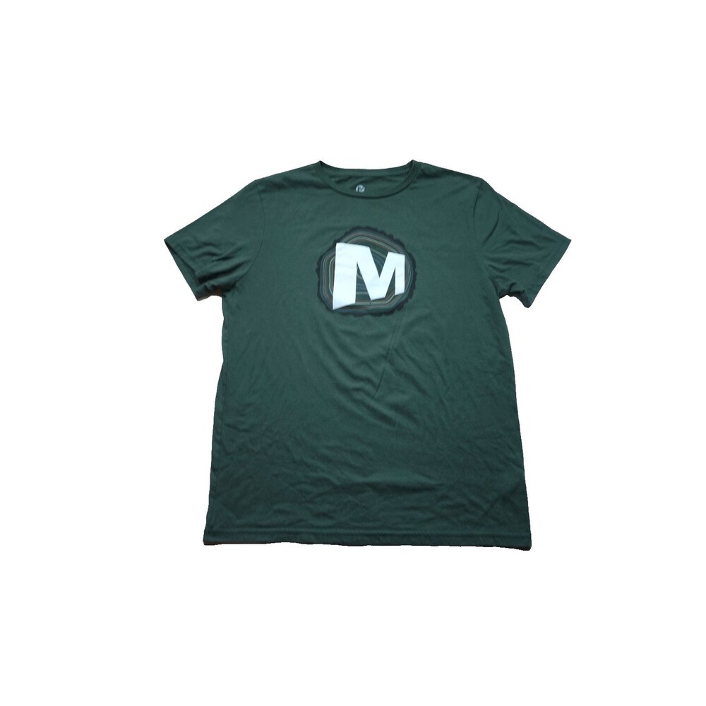 Merrell Mens M T Shirt Green Short Sleeve Crew Neck Logo Hiking Trail Casual Tee